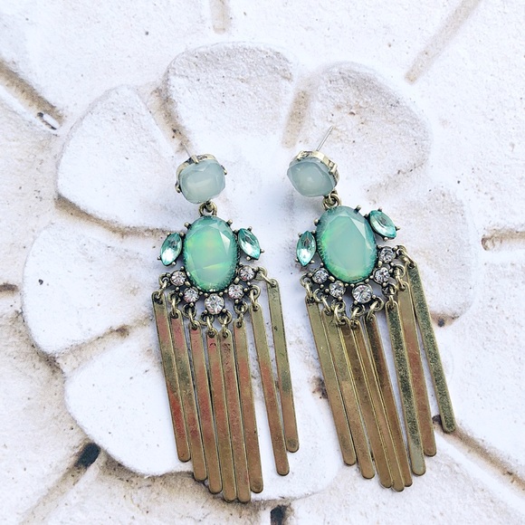 Golden Opal Statement Earrings - Picture 3 of 7